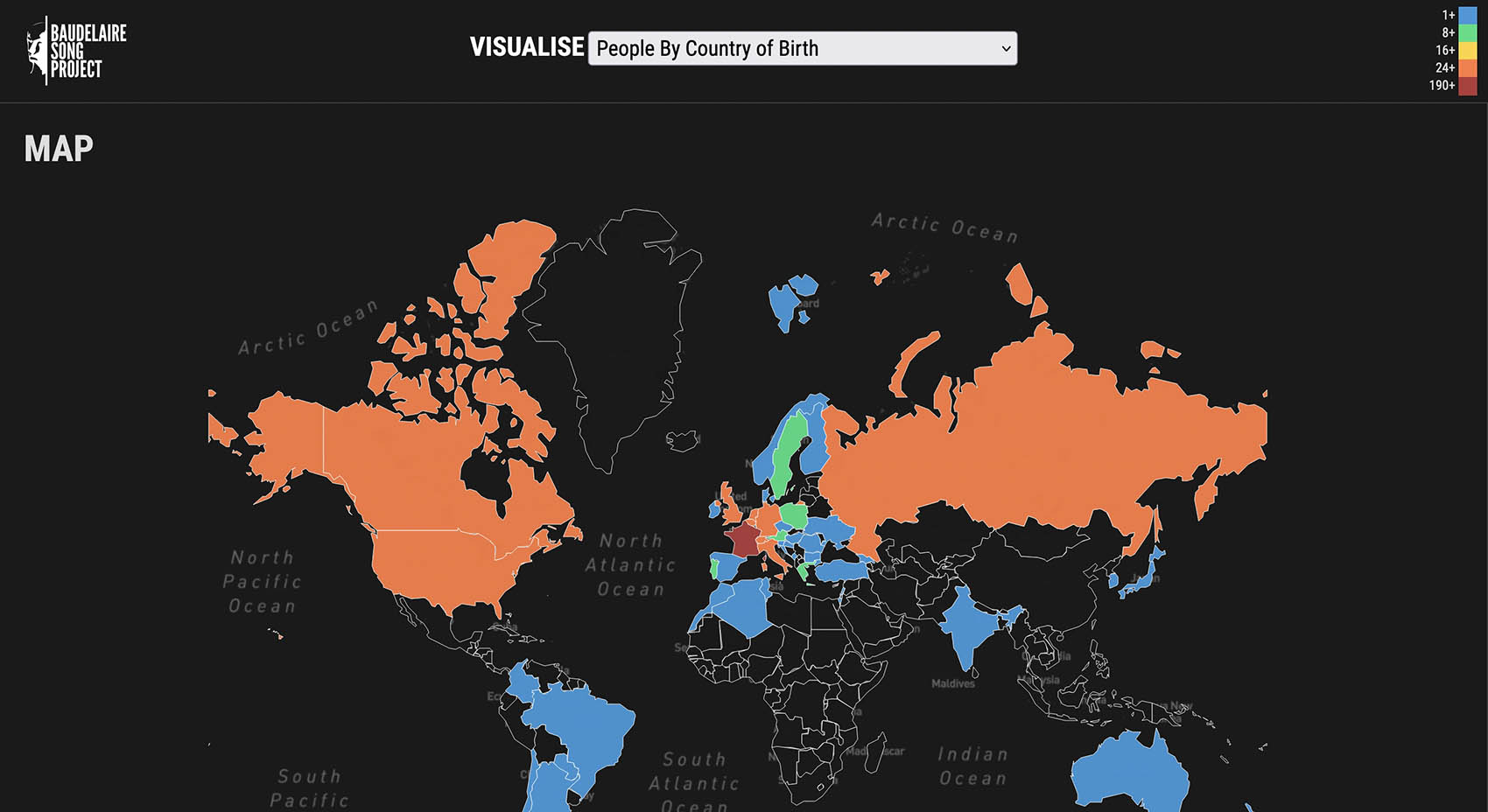 Visualise Baudelaire Song Screenshot of website: Visualise Baudelaire Song